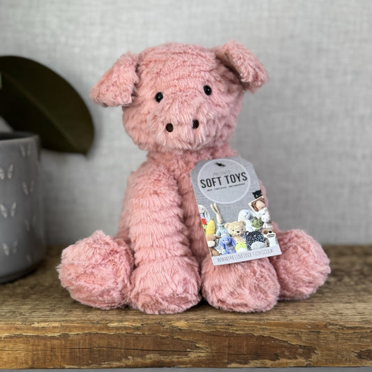 Jellycat Medium Fuddlewuddle Pig - Textured Sitting Piglet Soft Toy Beanie 8"