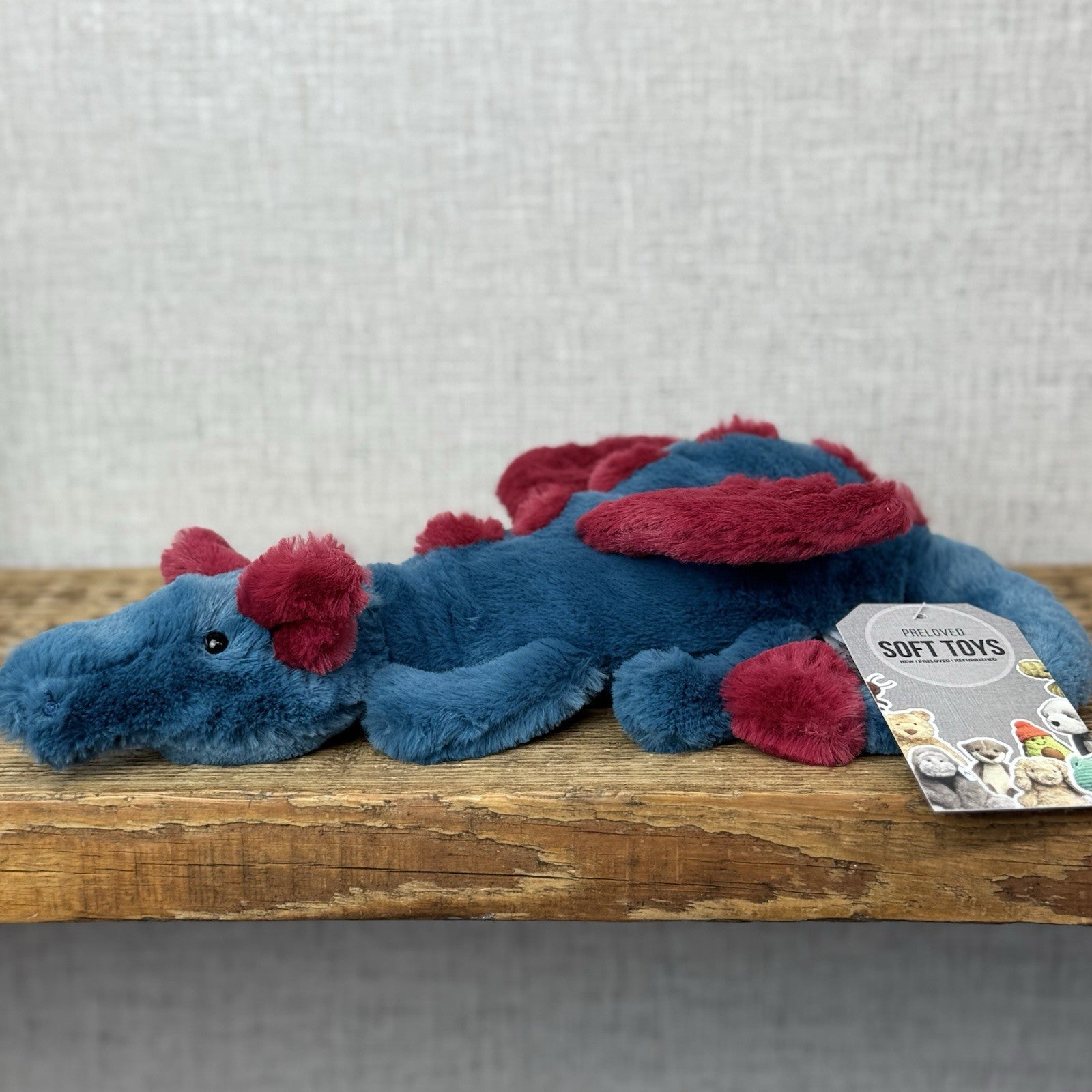 Jellycat Little Dexter Dragon - Red/Blue Beanie Small Dragon Retired 11”