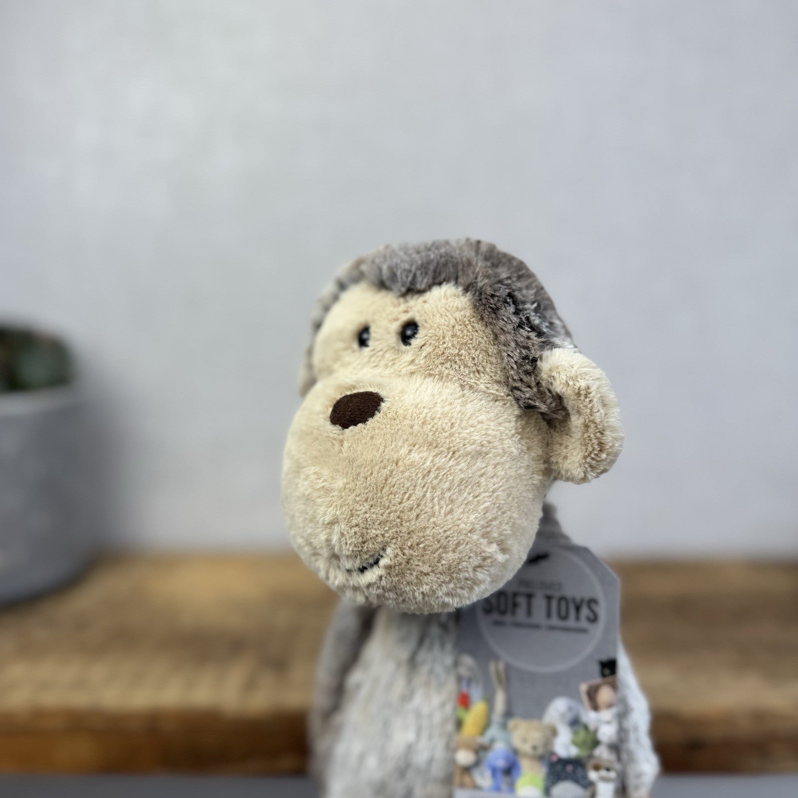 Jellycat Medium Mattie Monkey - Woodland Grey/Brown Mix Monkey Beanie Plush 16"