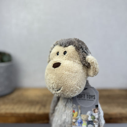 Jellycat Medium Mattie Monkey - Woodland Grey/Brown Mix Monkey Beanie Plush 16"