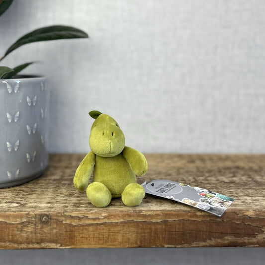 Jellycat My First Dino Rattle - Small Bright Green Velour Dinosaur Soft Toy 4"