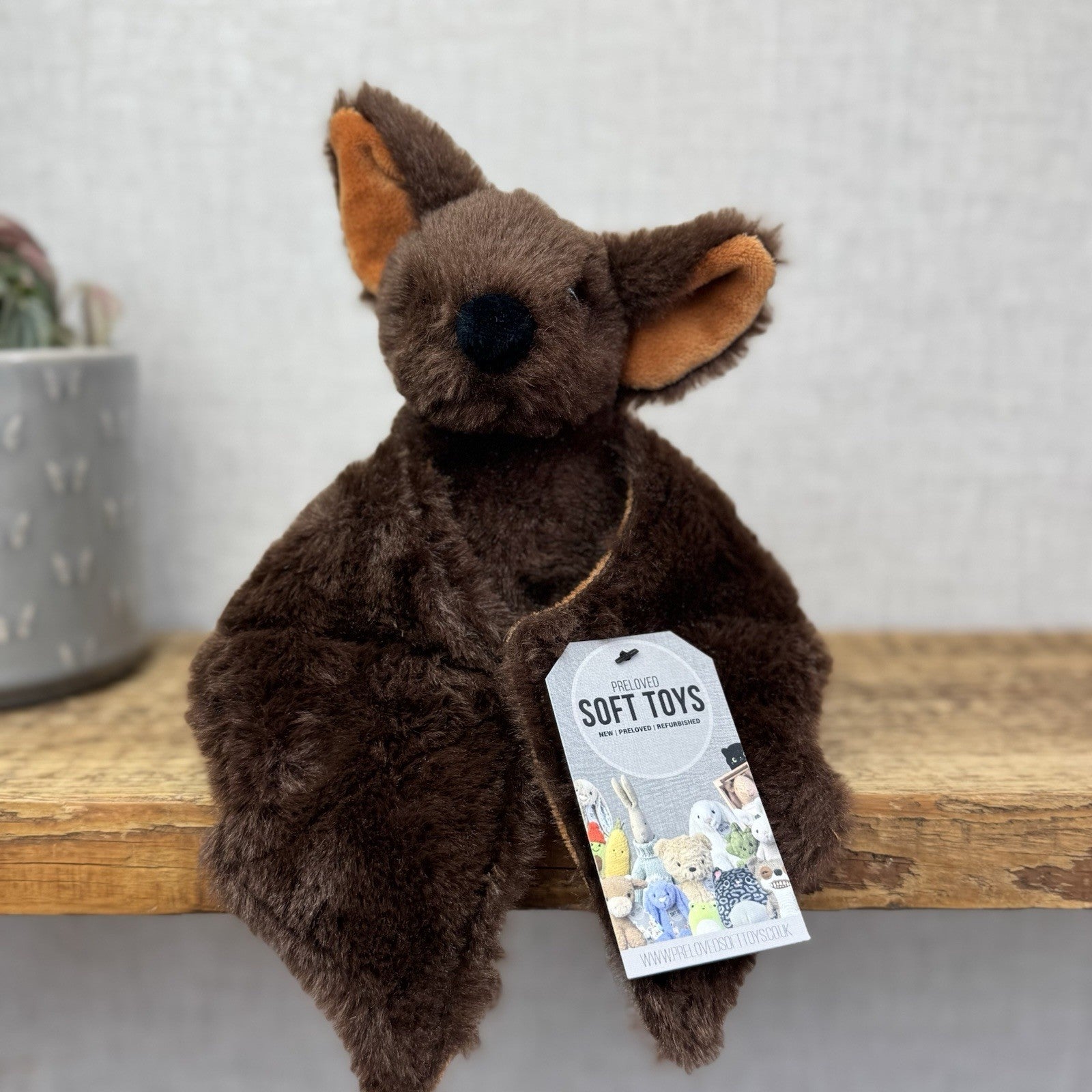 Nature Planet Re-Pets Bat Brown Furry Soft Toy Plush Halloween Small Eco Plush
