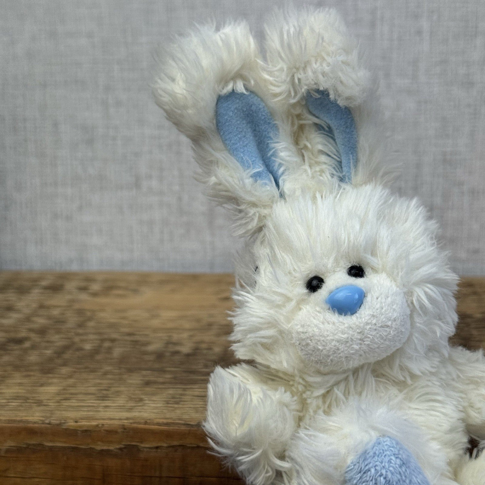 Blue Nose Friends Snowdrop Bunny #43 Mini White Fluffy/blue Paw Bunny 5"