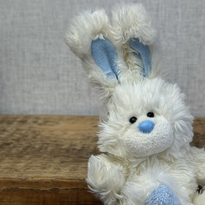 Blue Nose Friends Snowdrop Bunny #43 Mini White Fluffy/blue Paw Bunny 5"