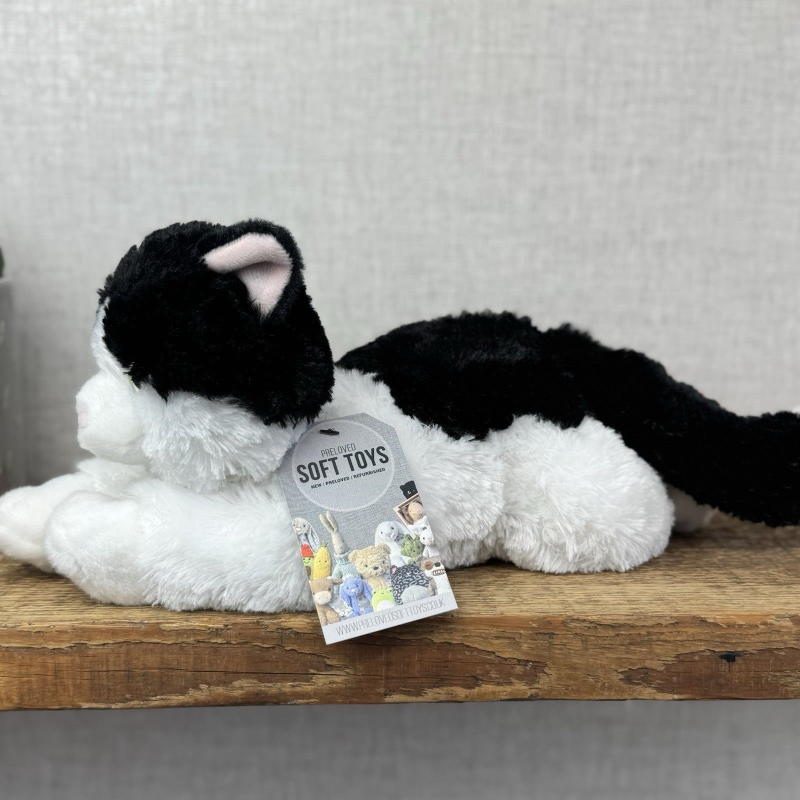 Aurora Flopsies Oreo Cat - Black/White Soft Beanie Floppy Cat Plush 12" 