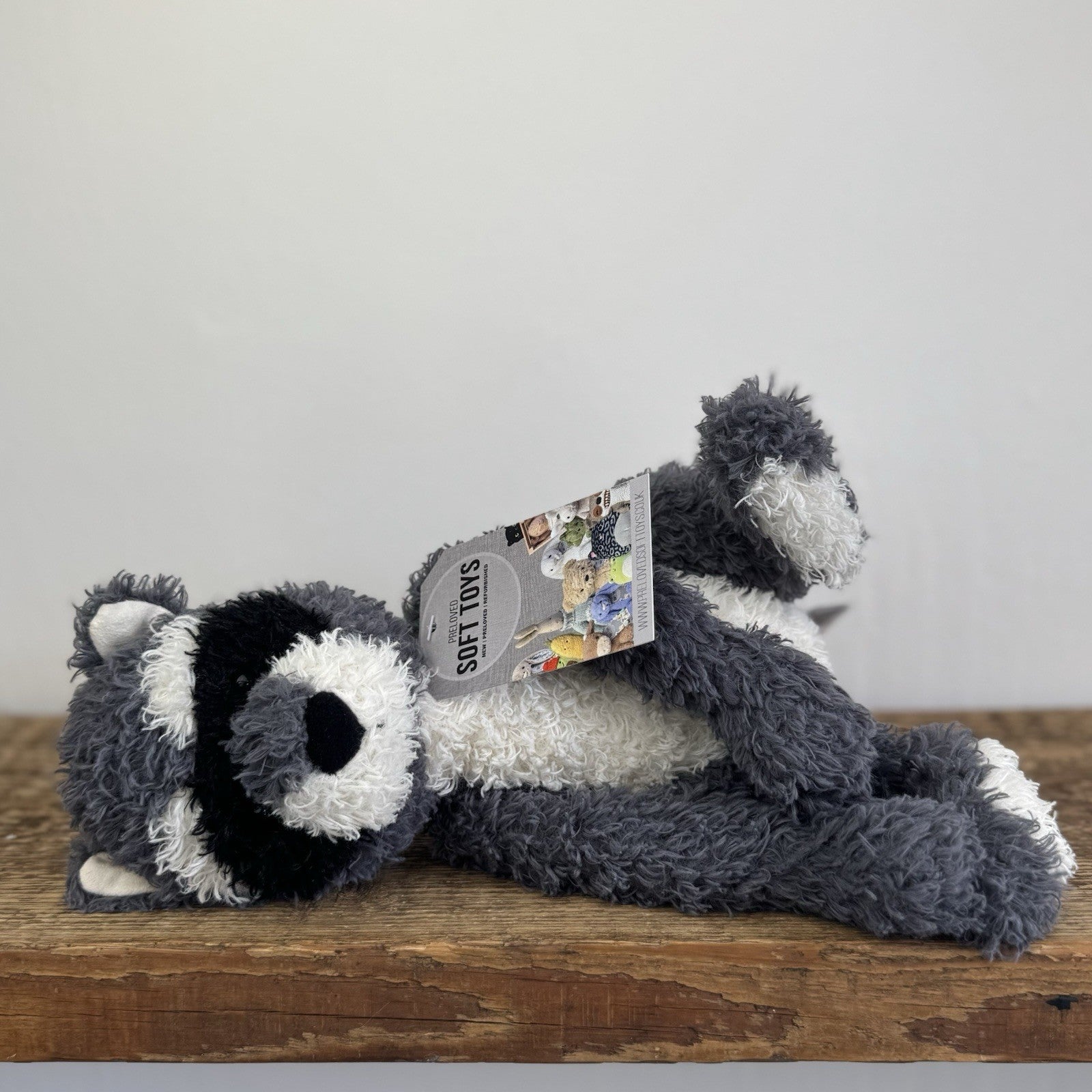 Jellycat Rafferty Raccoon - Sitting Grey Soft Toy Wild Animal Curly Haired 11"