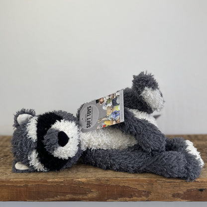 Jellycat Rafferty Raccoon - Sitting Grey Soft Toy Wild Animal Curly Haired 11"