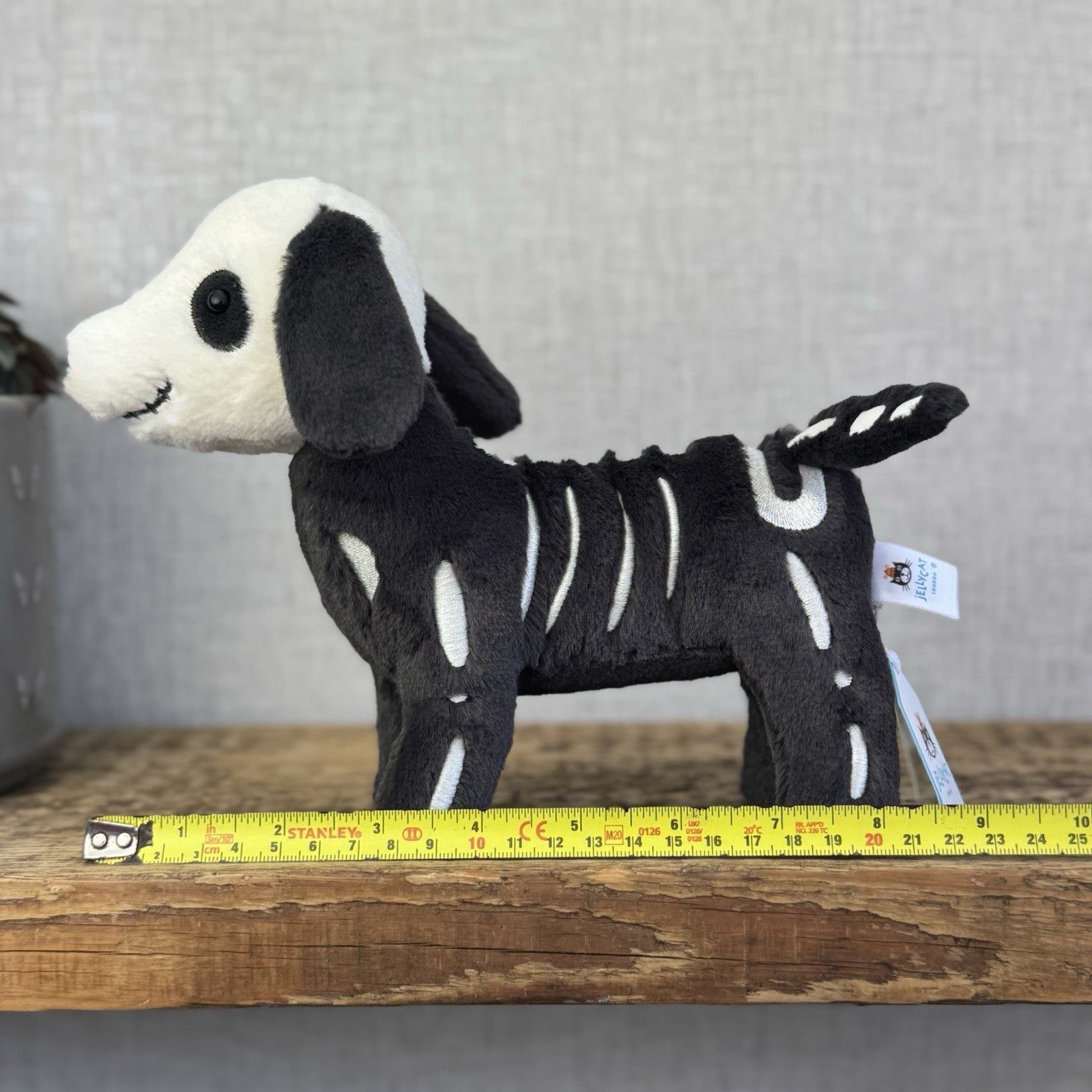 Jellycat Skeledog Dan - Skeleton Dog Beanie Plush Toy Collectible NWT 8"