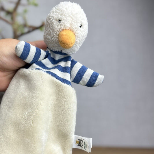 Jellycat Bredita Duck Soother - Duck Soother Cream Navy Striped - Comforter