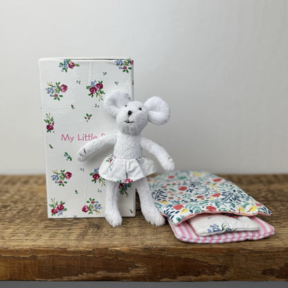 The Little White Company Little Mouse In A Bed - collectible (box damaged) 