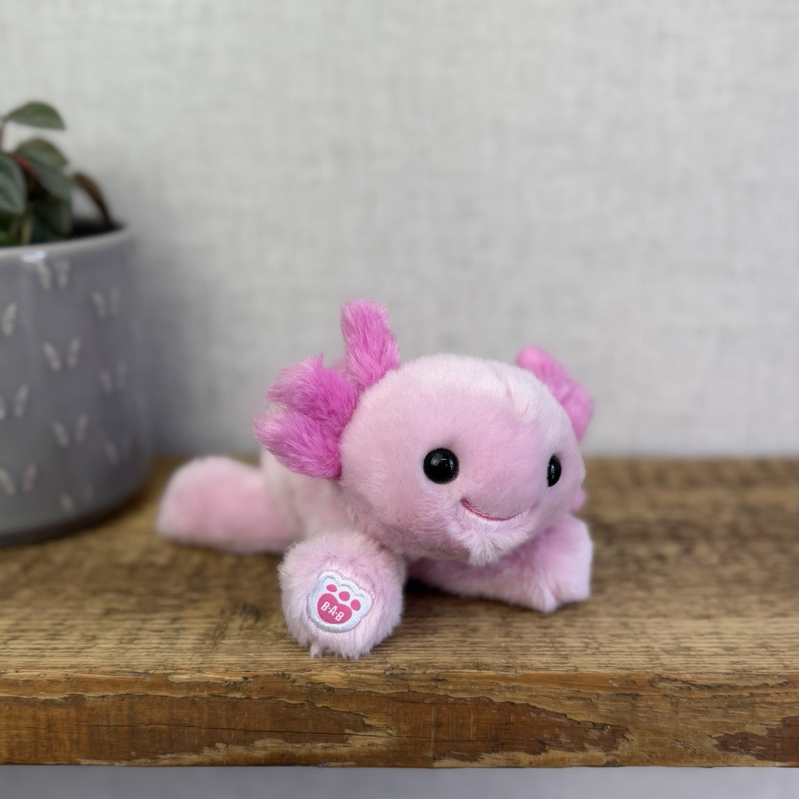 Build A Bear Pink Axolotl Sea Creature Mini Beans  - Small Beanbag BAB NWOT 7"