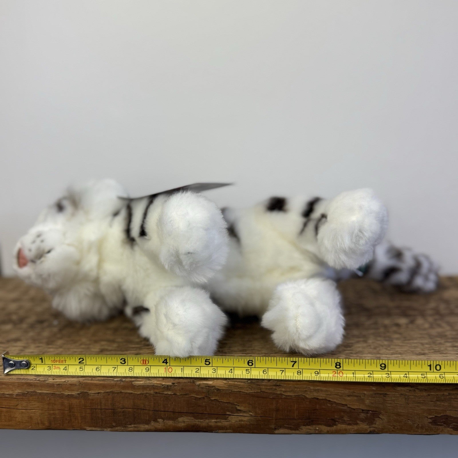 Living Nature White Tiger Soft Toy - Small White/Grey Wild Cat Beanie Plush