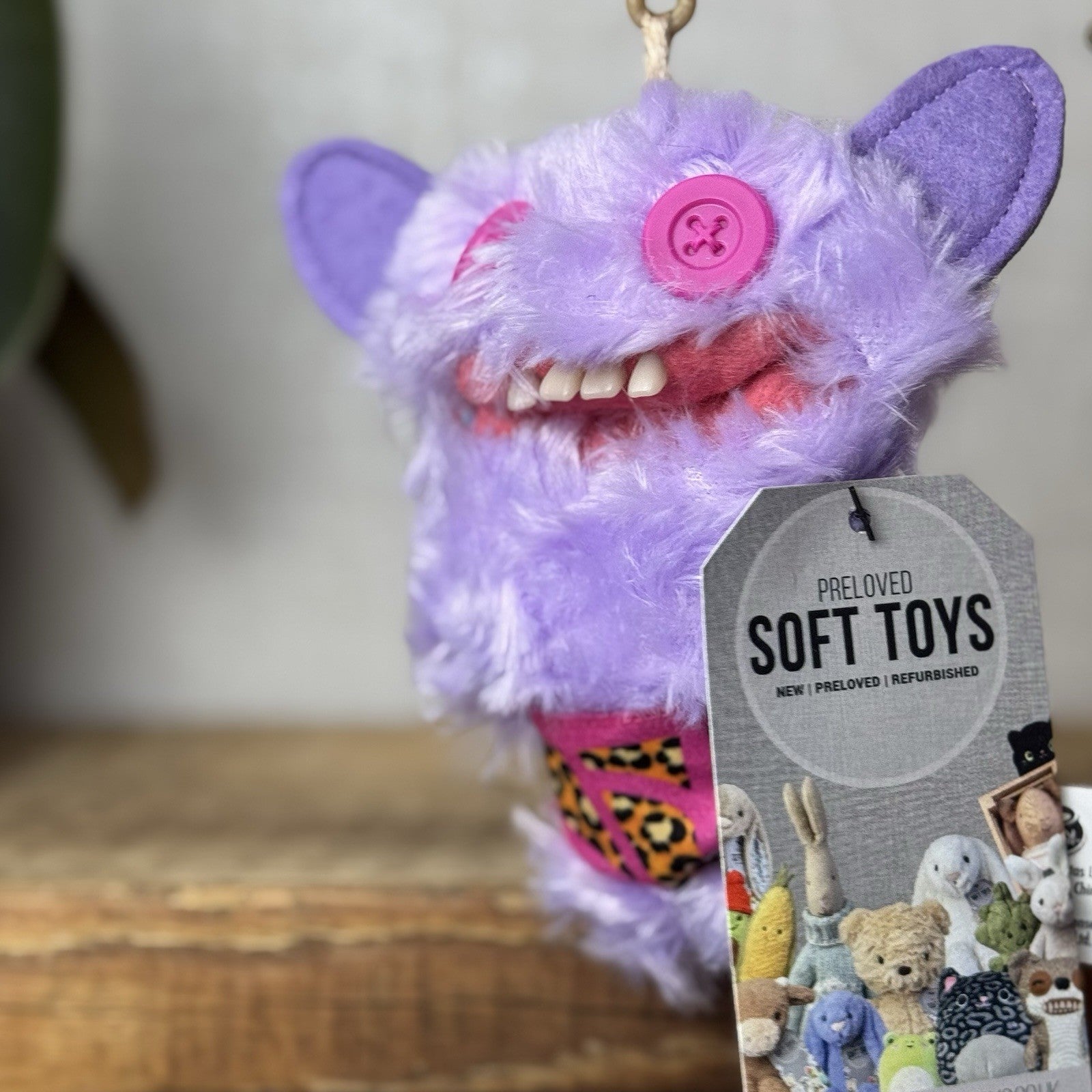 Fuggler Budgie Fuggler Grin Grin Keyring - Lilac Fluffy Fuggler Monster Clip 5”