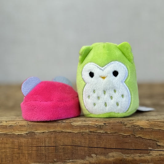 Squishmallow Squishville -Owen Owl & Pink Hat Accessory  (Multi Buy Discount)