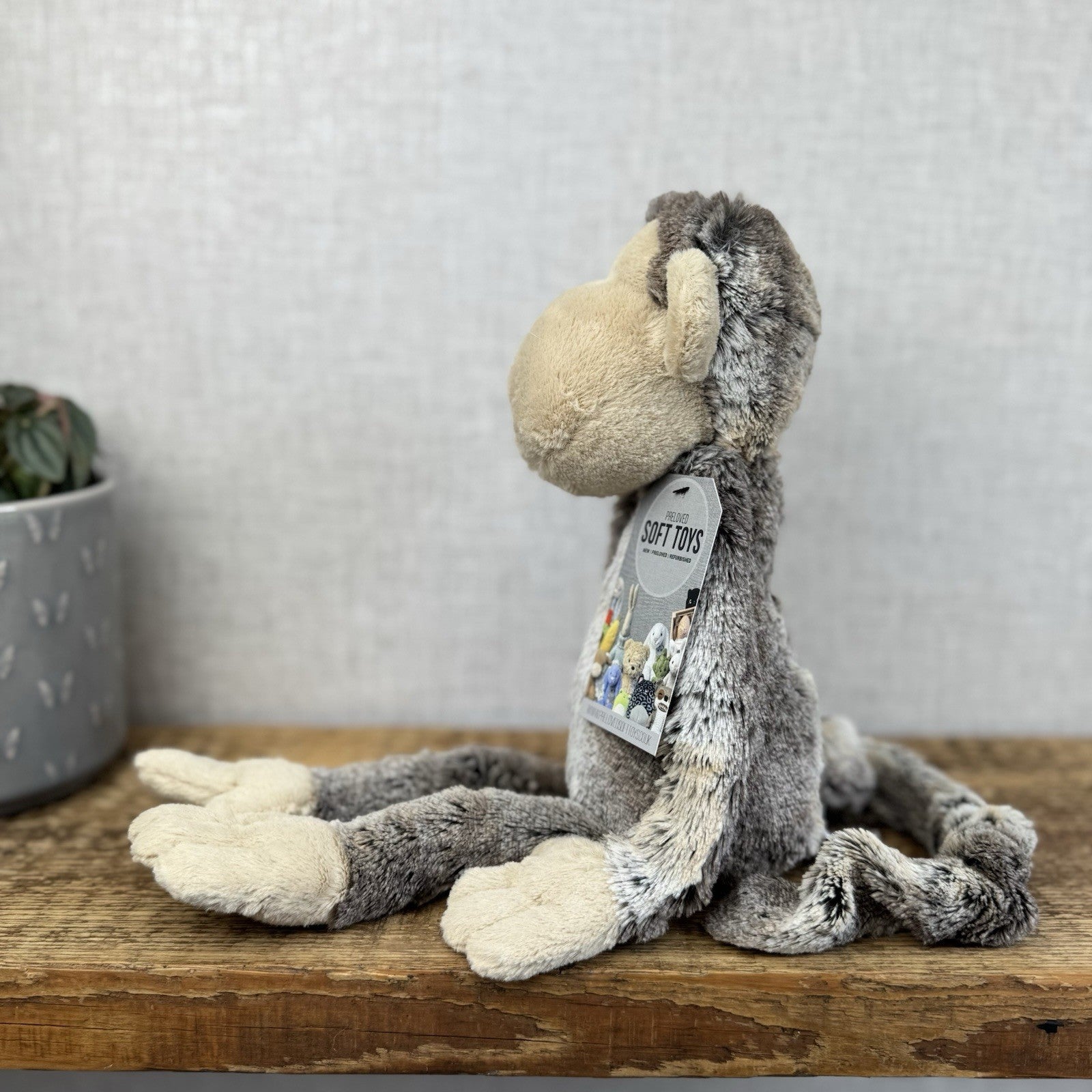 Jellycat Medium Mattie Monkey - Woodland Grey/Brown Mix Monkey Beanie Plush 16"