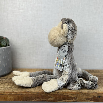 Jellycat Medium Mattie Monkey - Woodland Grey/Brown Mix Monkey Beanie Plush 16"