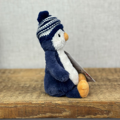 Jellycat Small Bashful Navy Bobble Hat Penguin - Blue Penguin Stripe Hat 8”