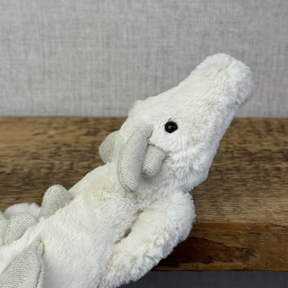 Jellycat Little Snow Dragon - White/Glitter Beanie Small Dragon Retired 11”