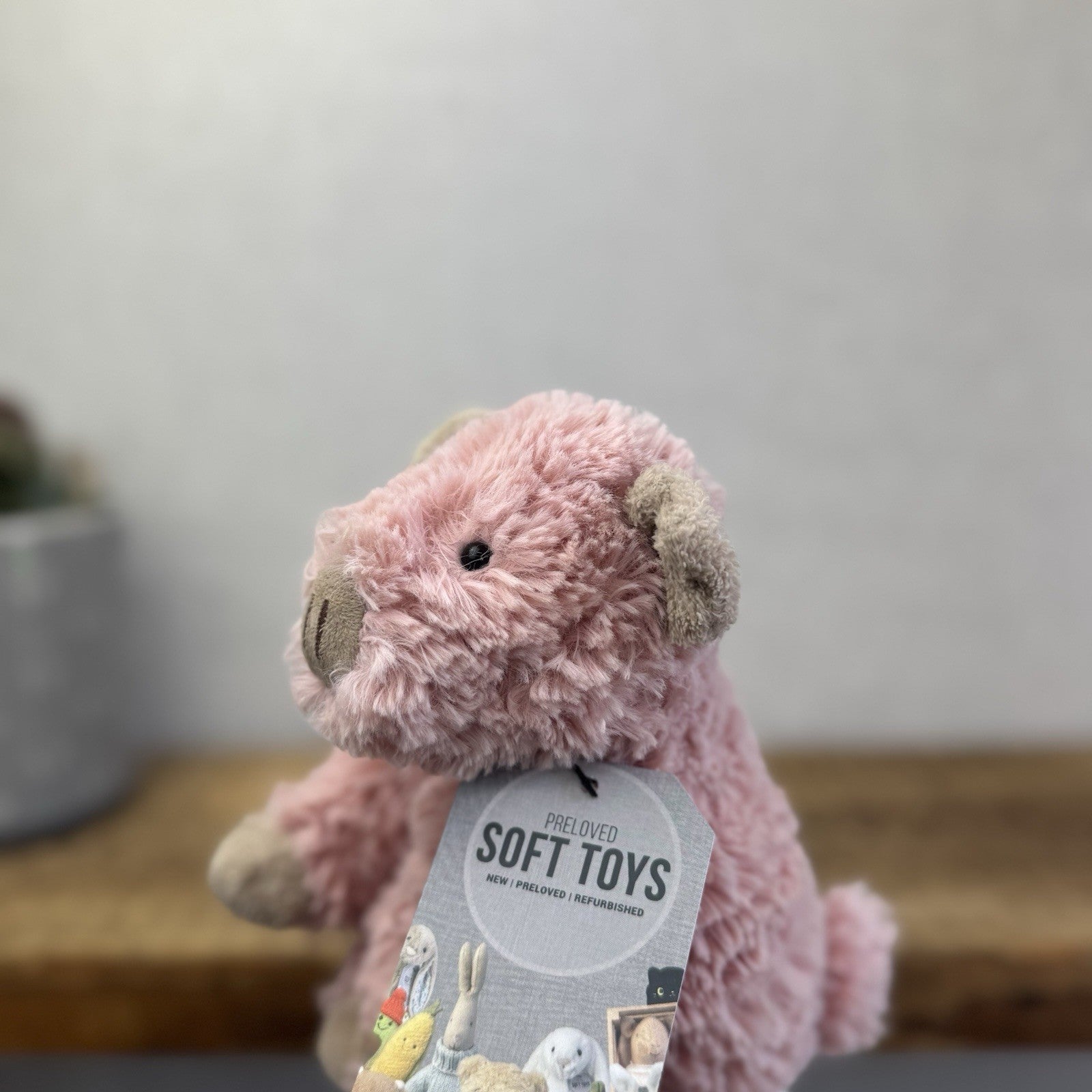 Jellycat Small Fuddles Pig - Pink Piglet Textured Beanie Retired Rare 8"