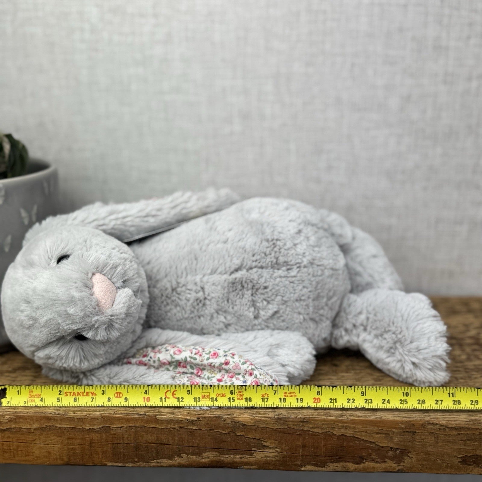 Jellycat Medium Silver Blossom Bunny - Grey Bunny Blossom Ears GreyTail 12"