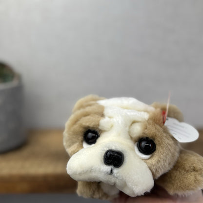 Ty Classic Beanie Buddies Churchill Bulldog Puppy Dog - Wrinkly Dog Pristine New