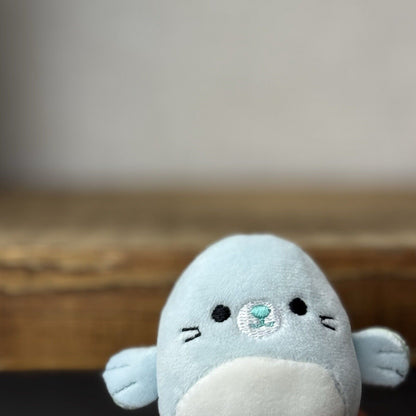 Squishmallows Squishville - Micromallows - Tiny Dorgee Blue Seal Soft Toy 2”