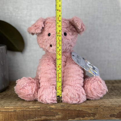 Jellycat Medium Fuddlewuddle Pig - Textured Sitting Piglet Soft Toy Beanie 8"