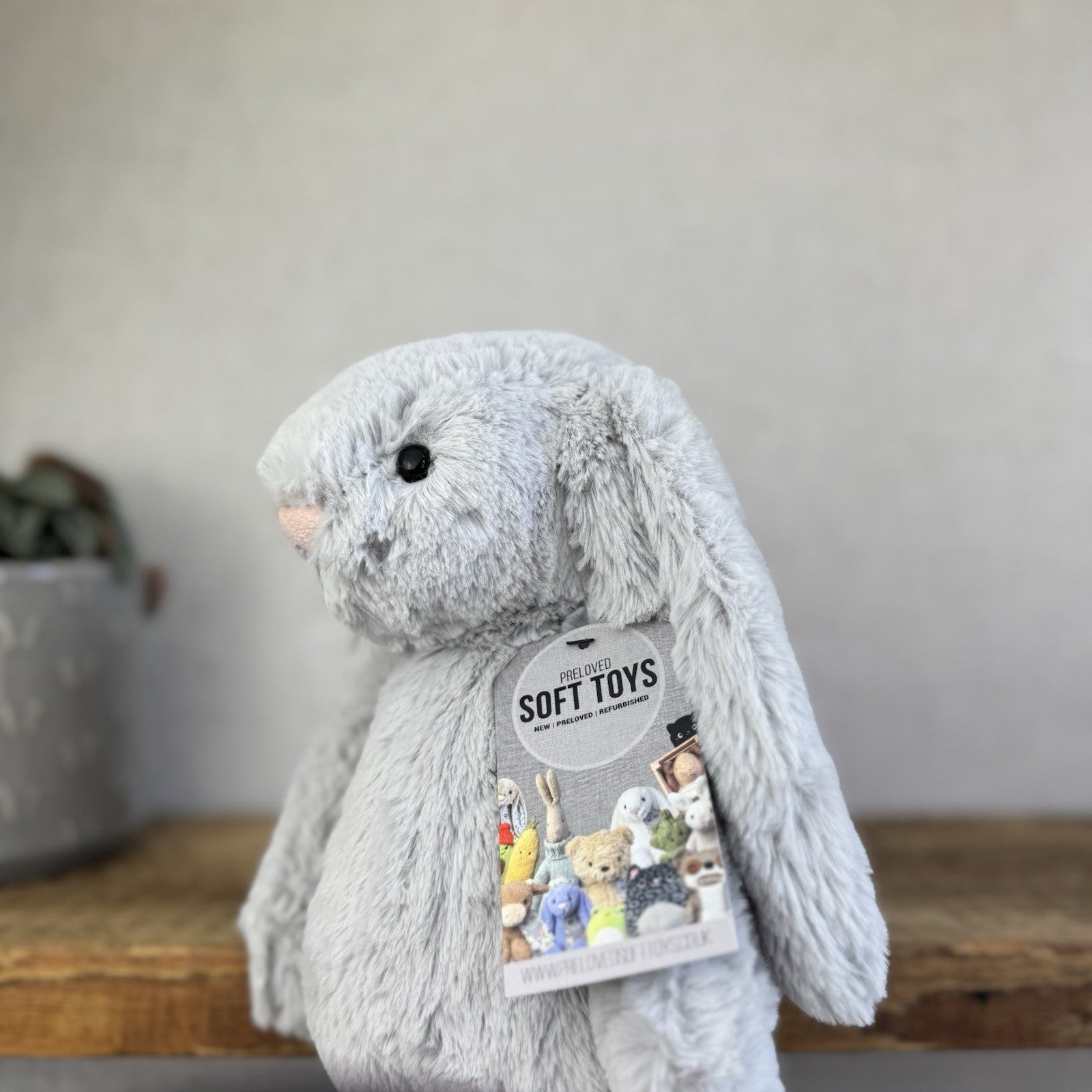 Jellycat Medium Bashful Grey Bunny - Grey With White Tail - Silver Rabbit 12"