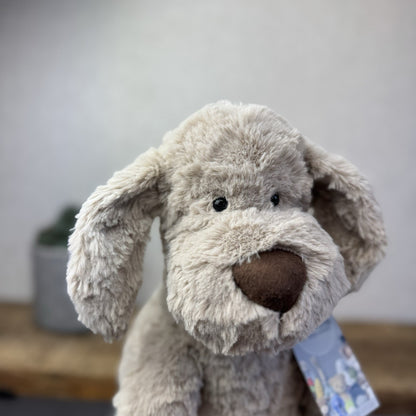 Jellycat Large Riley Fuddlewuddle Pup - Light Grey White Company Exclusive 12"