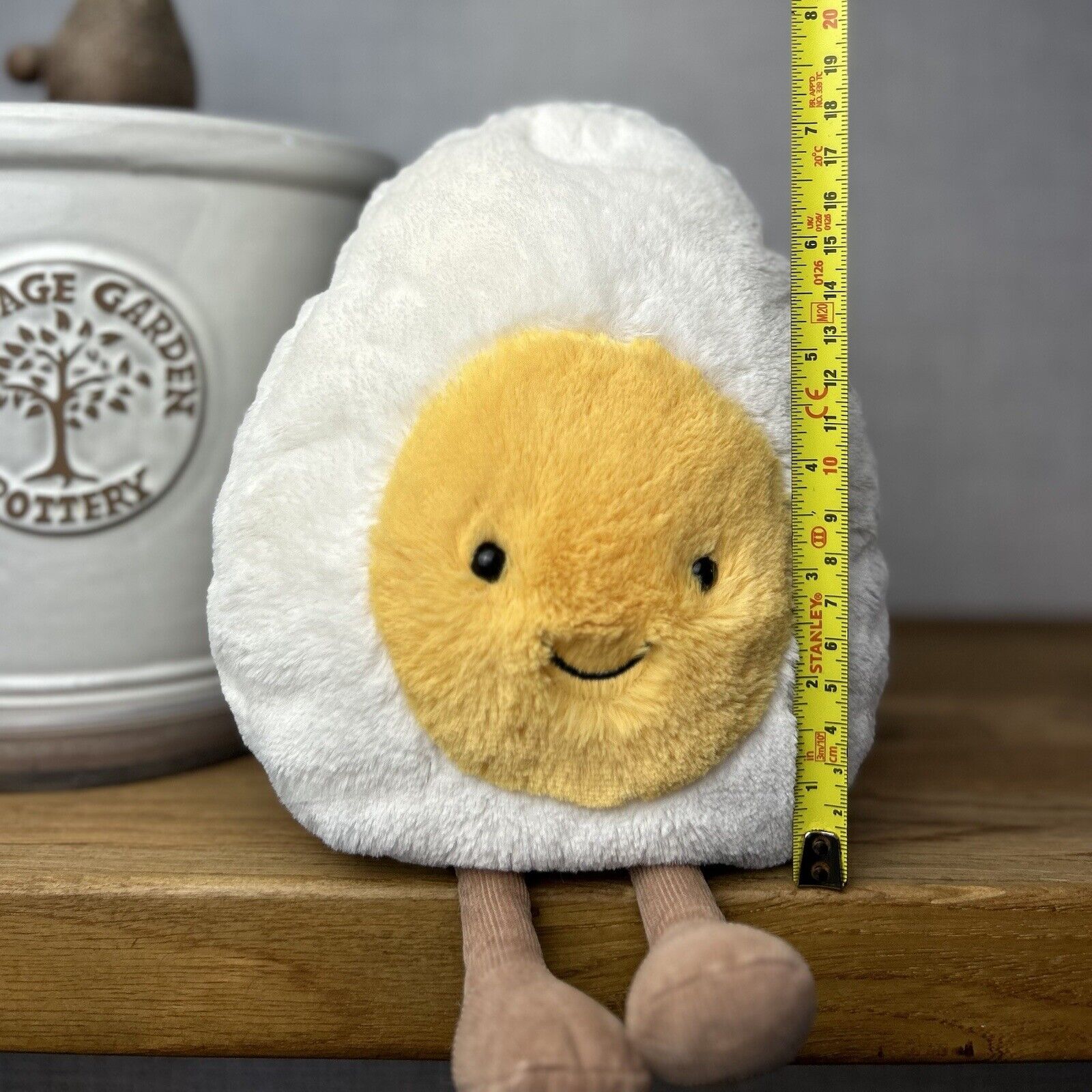 Jellycat Large Amuseable Happy Boiled Egg Soft Toy Comforter White Yellow Plush