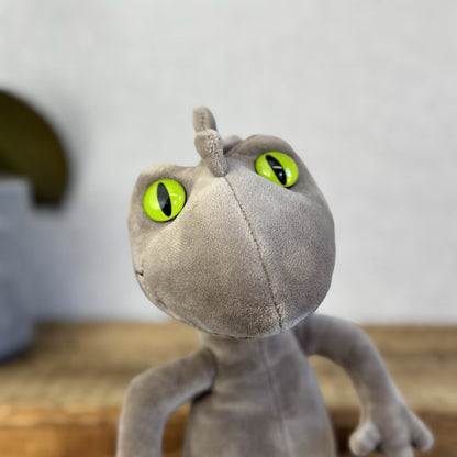 Jellycat Medium Nat Newt - Grey Lizard Green Big Eyes Beanie Velour Retired 10"