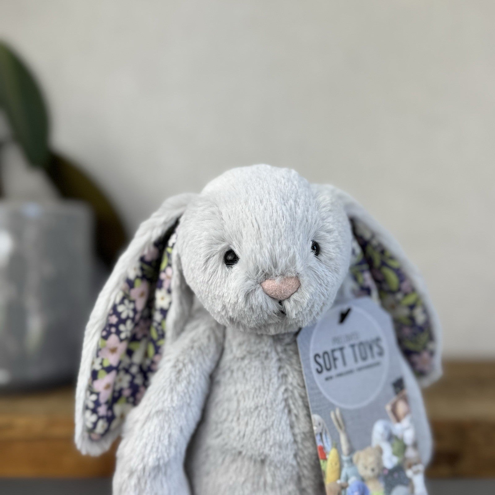 Jellycat Small Silver Blossom Bloom - Silver Bunny Floral Ears & Feet Small 8”