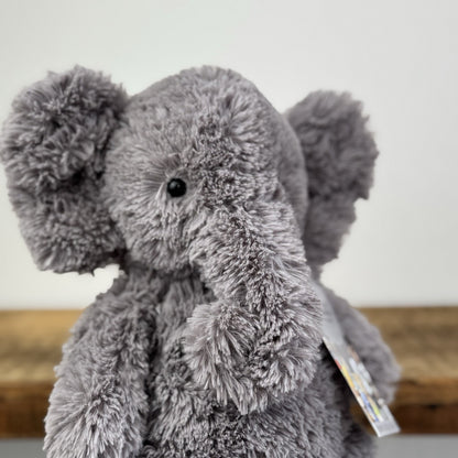 Jellycat Archibald Elephant - Grey Medium Beanie Textured Retired Elephant 11"