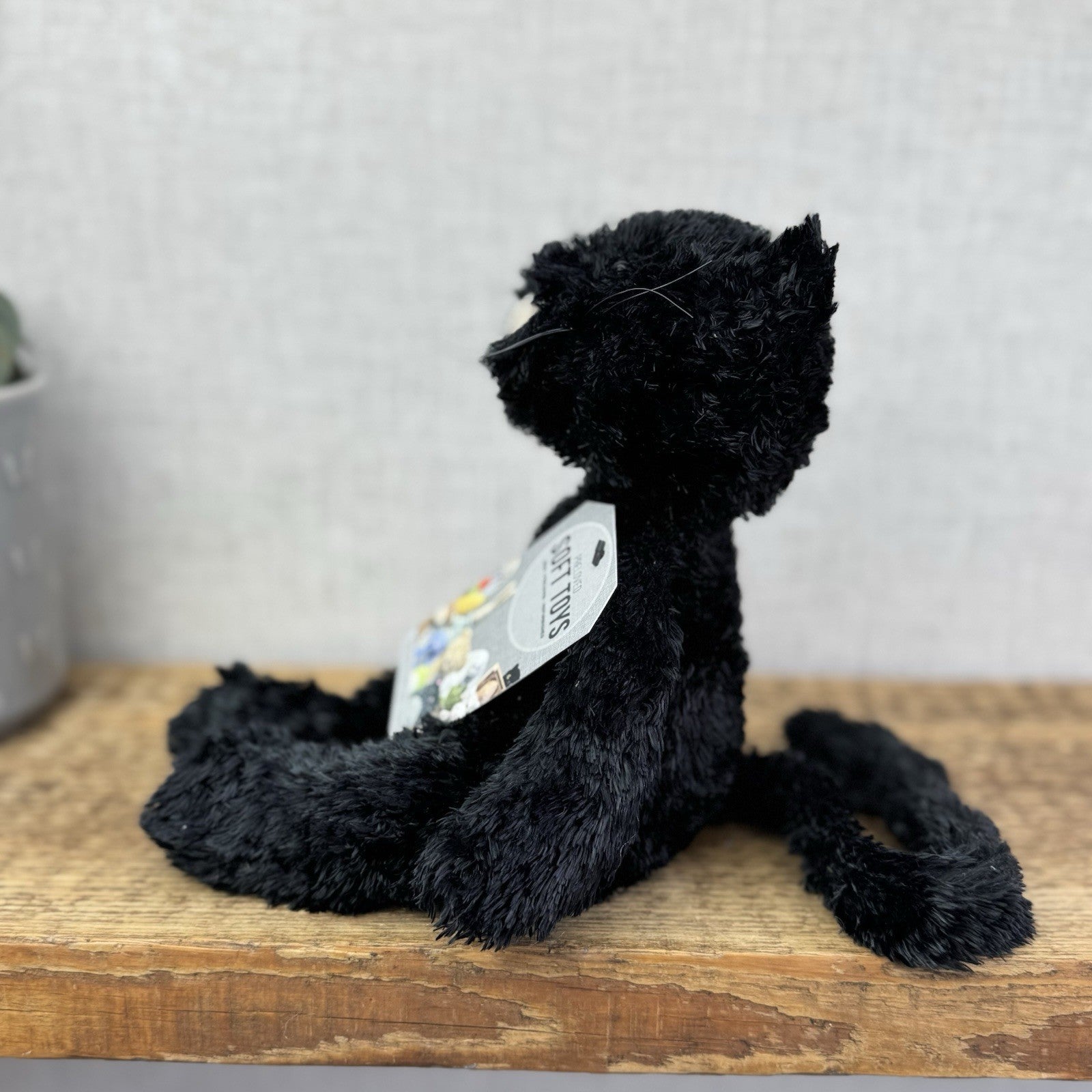 Jellycat Tumbler Cat  - Black Scruffy Bunglie Style Kitten Beanie Plush 10” NWOT