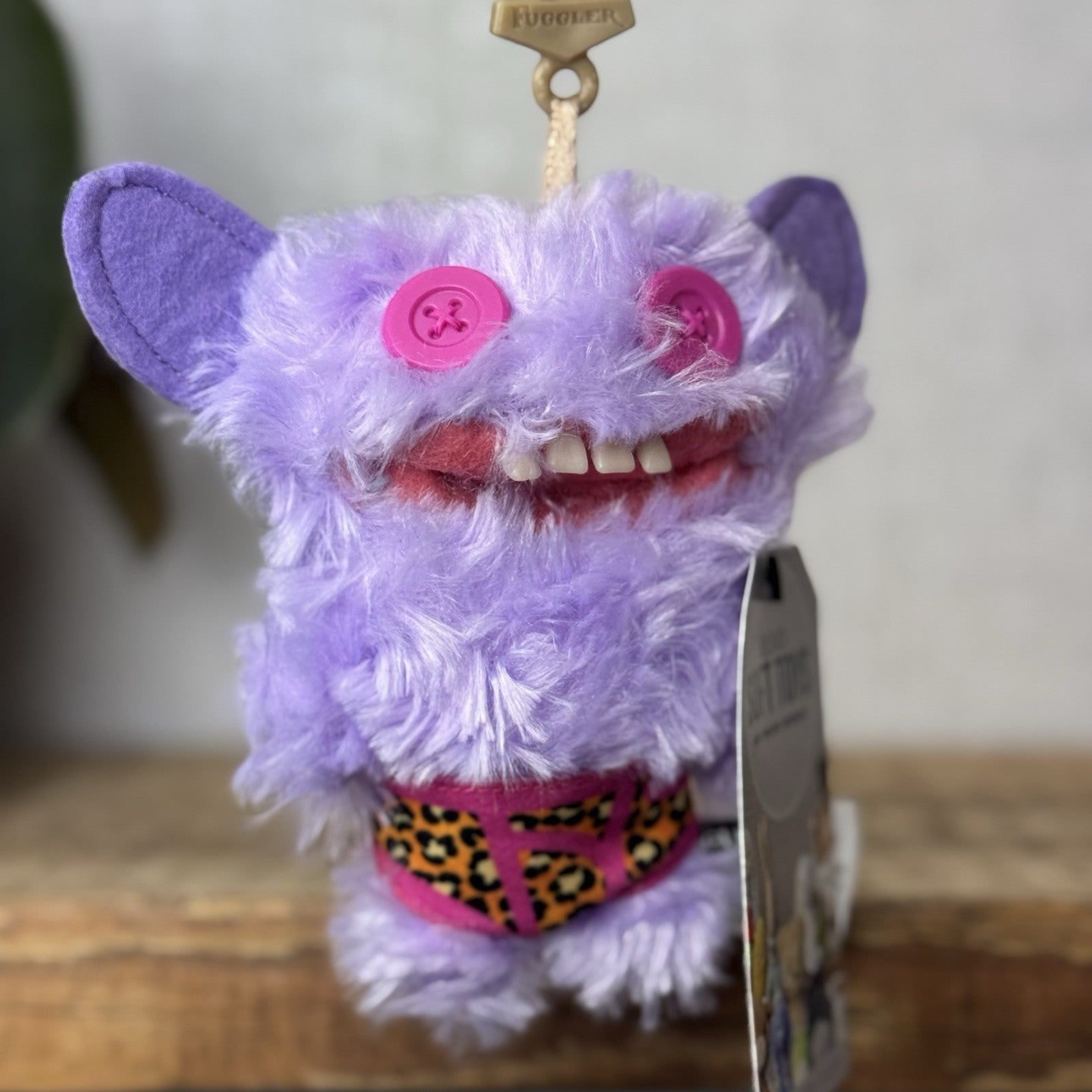 Fuggler Budgie Fuggler Grin Grin Keyring - Lilac Fluffy Fuggler Monster Clip 5”