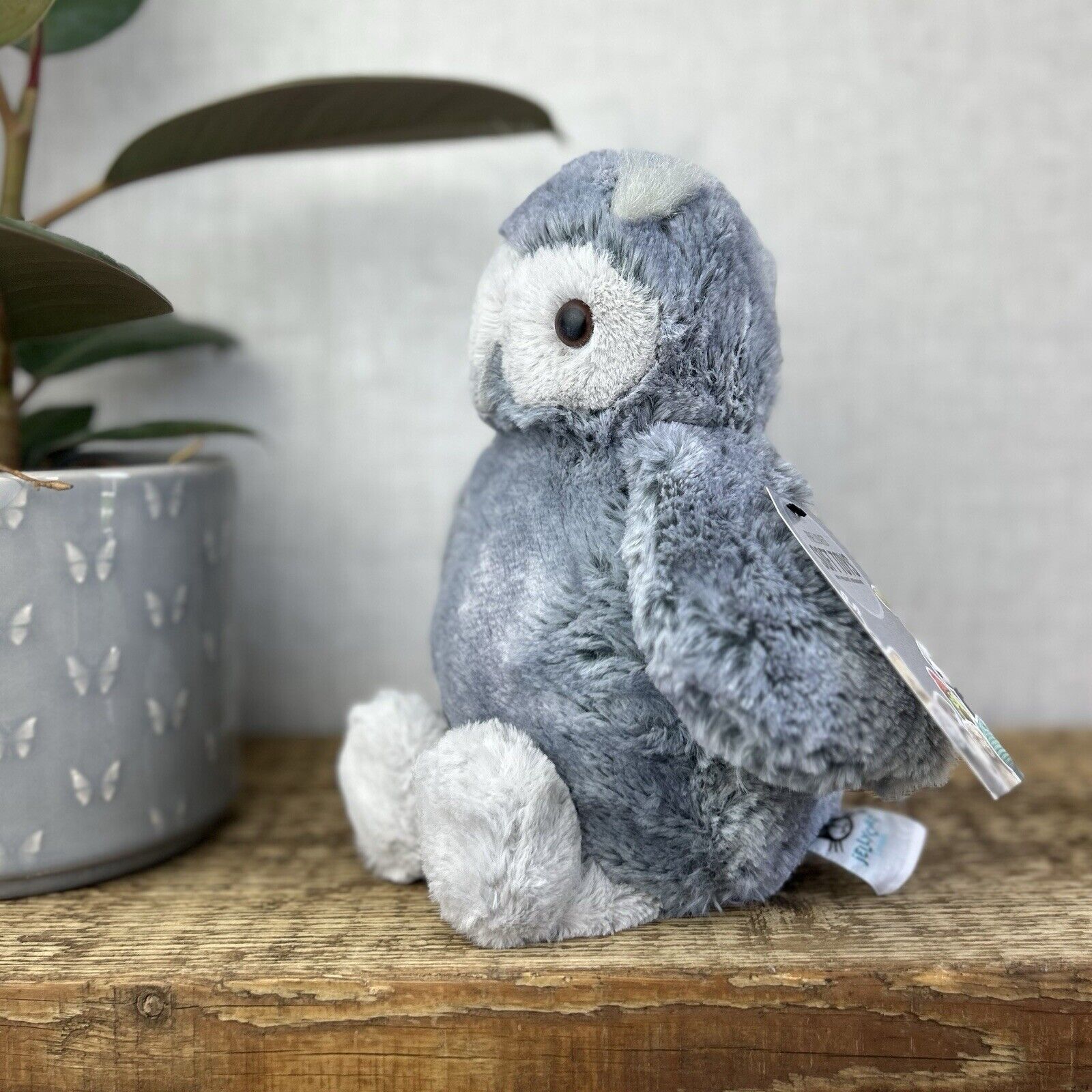 Jellycat Bashful Owl Forest Folk Oak Owl Retired Grey/Silver Woodland Owl 12"