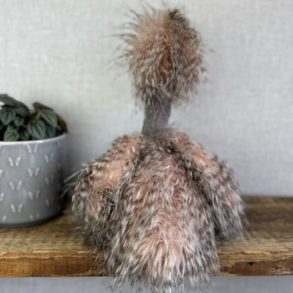 Jellycat Medium Odette Ostrich - Fluffy Pink/Grey Mix Beanie Bird Toy 18"