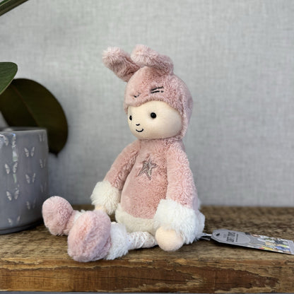 Jellycat Perky Bunny Hop - Pink Rabbit Doll Soft Toy Baby Pink Beanie Rare 12”