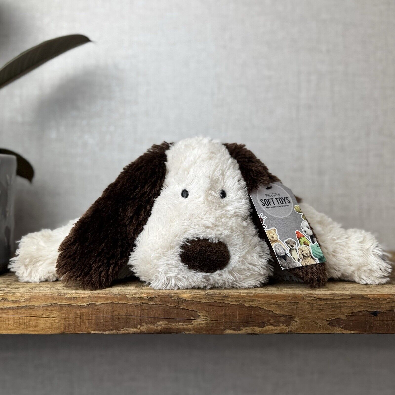 Jellycat Medium Truffles Dog - Cream/Brown Floppy Dog Pillow Beanie Retired 14”
