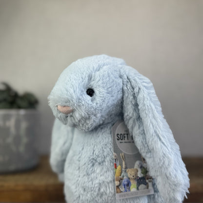 Jellycat Medium Bashful Blue Bunny - Baby Blue Rabbit Beanie Medium 12" (#2)