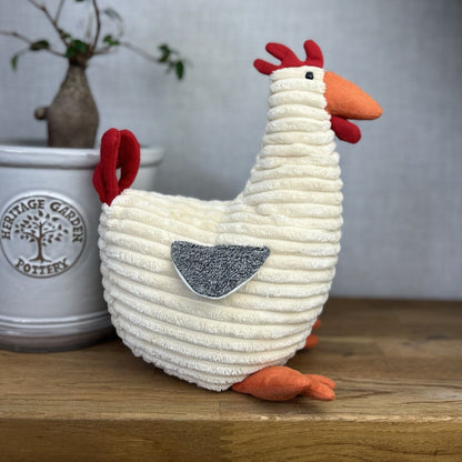 Jellycat Cream Folly Rooster - Corduroy Rooster Soft Toy - Large Rooster Plush