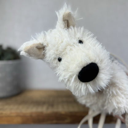 Jellycat Munro Scottie White Westie Dog Bag Soft White Dog Bag Plush 12"