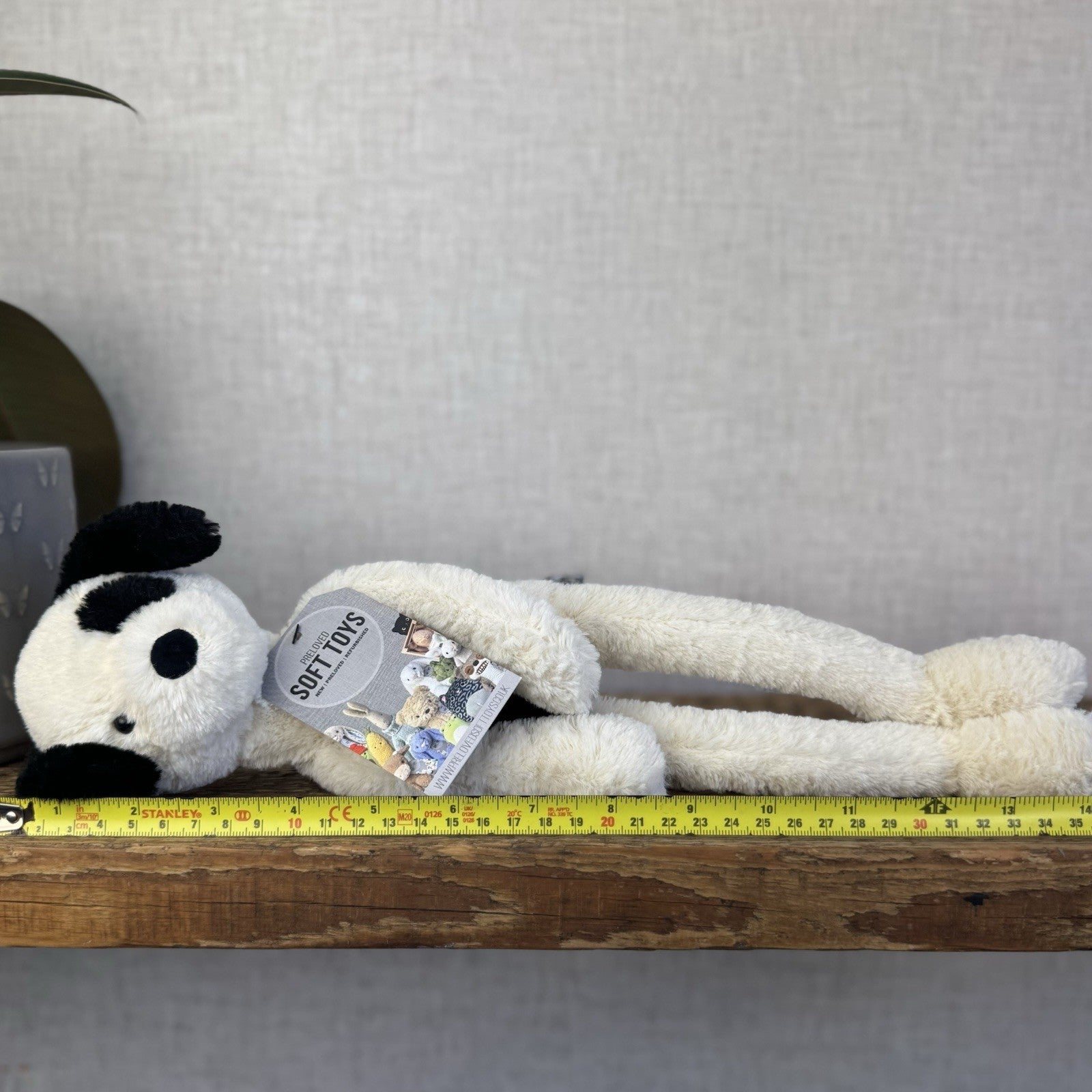 Jellycat Pitterpat Puppy Dog - Long Leg Puppy Jellycat - Black & Cream Puppy 14"