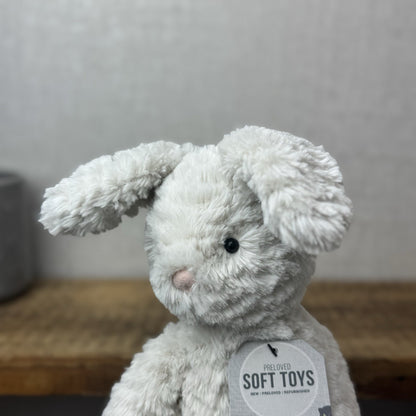 Jellycat Medium Fuddlewuddle Grey Bunny Rabbit - Texture Sitting Bunny 9” Rare