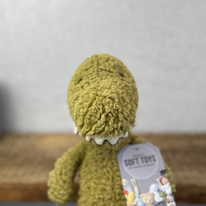 Jellycat Quangle Wangle Dinosaur - Green Textured Sitting Dinosaur Beanie 12"