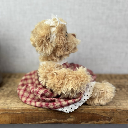 Bukowski Bears - Red/white Plaid Dress - Small Beanie Barbara Bukowski Tan Bear 