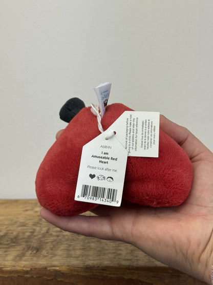 Jellycat Amuseable Red Heart Small Beanie Heart Soft Toy  - New With Tags