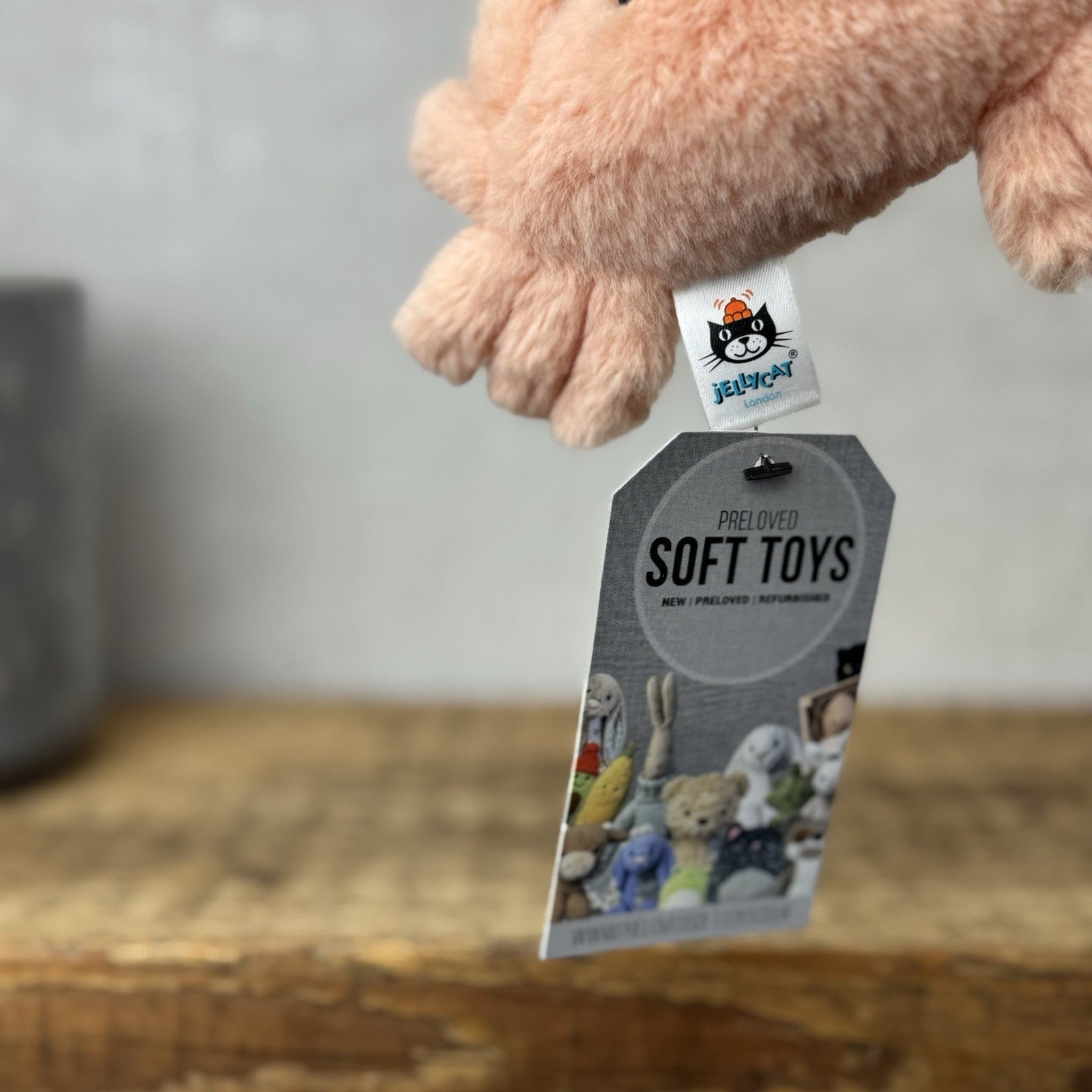 Jellycat Tiny Fluffy Crab - Mini Peach/Pink Crab Soft Toy New Condition 4"