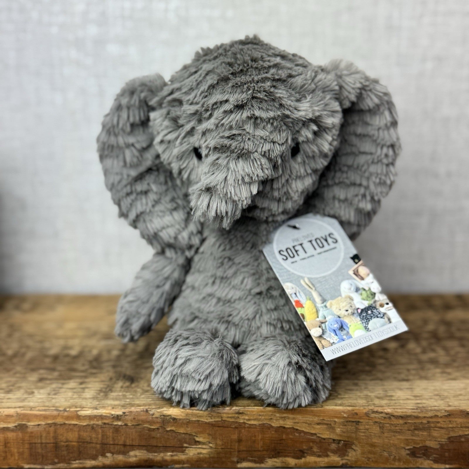 Jellycat Squishu Elephant - Small Grey Colour Textured Elephant Retired 10"