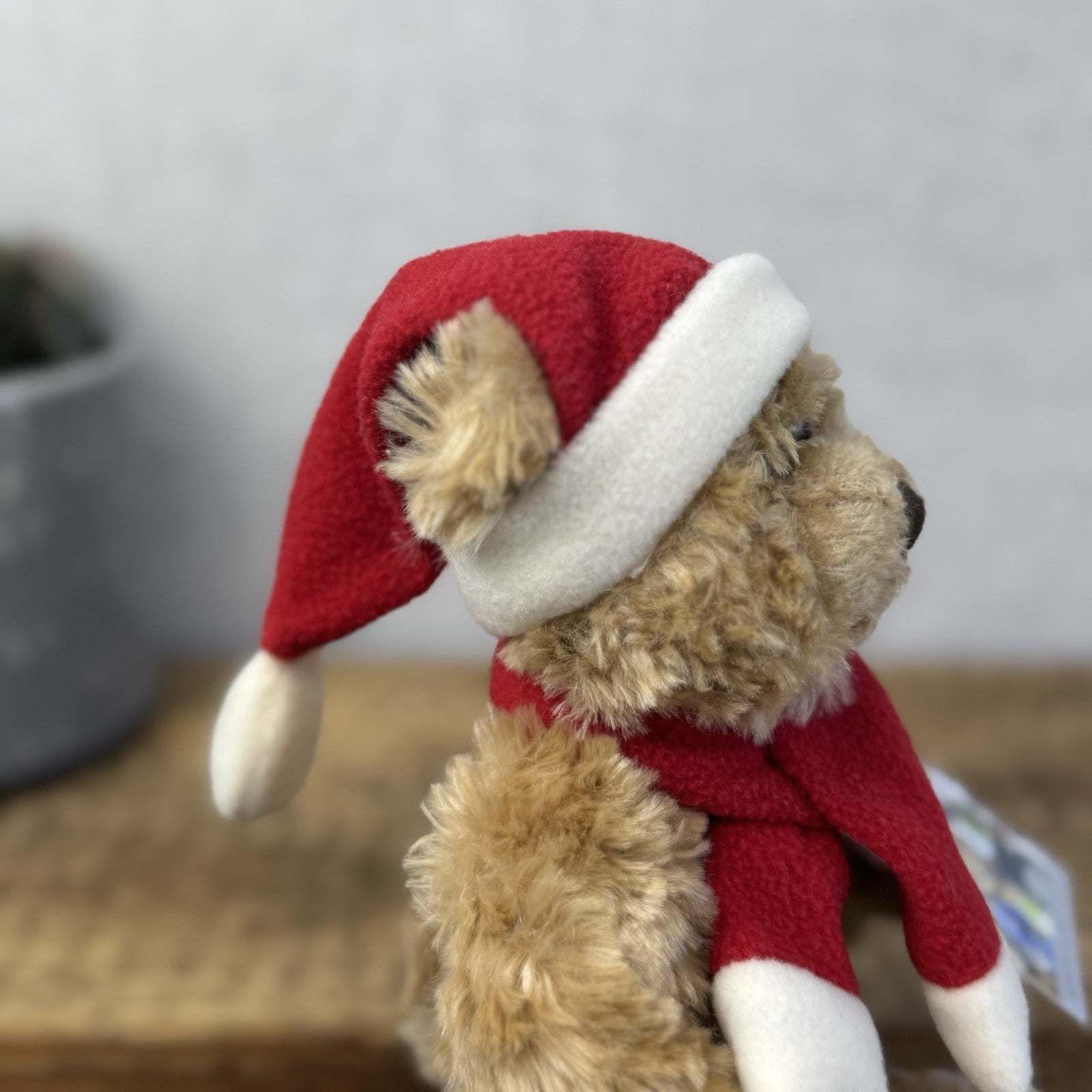 John Lewis Christmas Bear - Small Bear Christmas Hat & Scarf Beanie 2009 9"